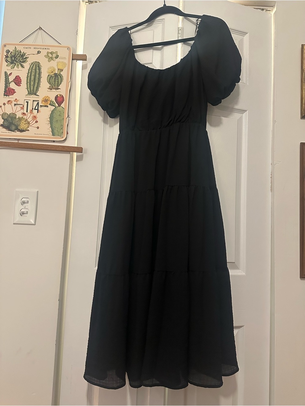 Astr Black Puff Sleeve Tiered Maxi Dress